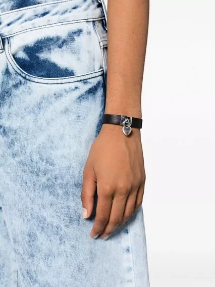 AMBUSH heart leather bracelet - COD. BWOA045F23BRA001 7200 SILVER NO CO AMBUSH heart leather bracelet - COD. BWOA045F23BRA001 7200 SILVER NO CO