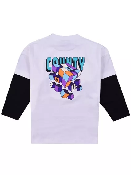 MARCELO BURLON COUNTY OF MILAN KIDS county cube dbl sleeves tee - COD. CBAB00AF23JER001 0137 WHITE PU MARCELO BURLON COUNTY OF MILAN KIDS county cube dbl sleeves tee - COD. CBAB00AF23JER001 0137 WHITE PU