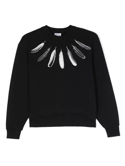 MARCELO BURLON COUNTY OF MILAN KIDS wind feathers regular crew - COD. CBBA001F23FLE005 1001 BLACK WH MARCELO BURLON COUNTY OF MILAN KIDS wind feathers regular crew - COD. CBBA001F23FLE005 1001 BLACK WH