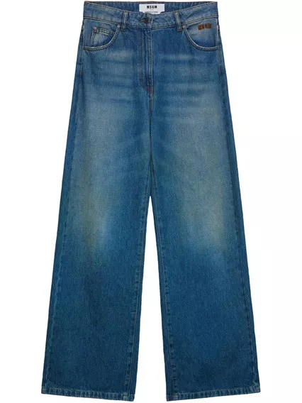 MSGM Wide leg trousers in blue washed denim - COD. 3841MDP239L 257270 89 MSGM Wide leg trousers in blue washed denim - COD. 3841MDP239L 257270 89
