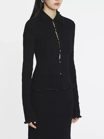 LANVIN CARDIGAN CÔTELÉ - COD. RW CA0031 K055 P25 10 BLACK LANVIN CARDIGAN CÔTELÉ - COD. RW CA0031 K055 P25 10 BLACK