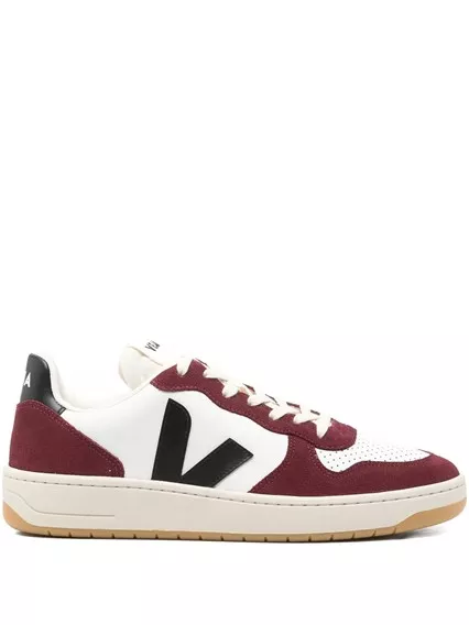 VEJA V-10 LEATHER - COD. VI0220864B BLACK WHITE AMARANTE VEJA V-10 LEATHER - COD. VI0220864B BLACK WHITE AMARANTE