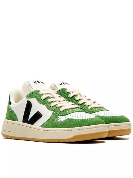 VEJA V-10 LEATHER - COD. VI0220866A WHITE BLACK KIWI VEJA V-10 LEATHER - COD. VI0220866A WHITE BLACK KIWI