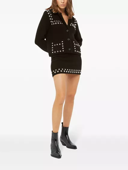 ALANUI LOVE AND STUDS MINI SKIRT - COD. LWHL027E24KNI001 1072 BLACK ALANUI LOVE AND STUDS MINI SKIRT - COD. LWHL027E24KNI001 1072 BLACK