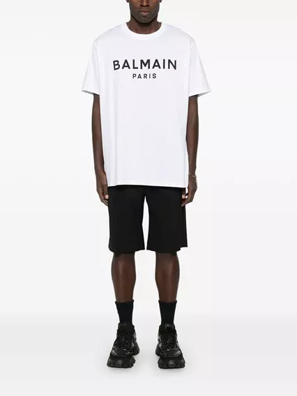 BALMAIN PARIS T-shirt - COD. EH1EG010 BB73 GAB BLANC NOIR BALMAIN PARIS T-shirt - COD. EH1EG010 BB73 GAB BLANC NOIR